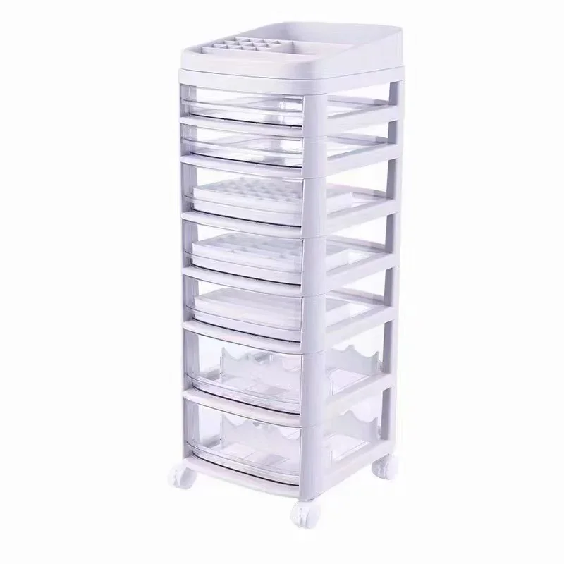 Japanese Nail Trolley Nail Oil and Glue Jewelry Storage Box Multi layer Landing Belt Pulley Storage Cabinet Drawer Storage Shelf