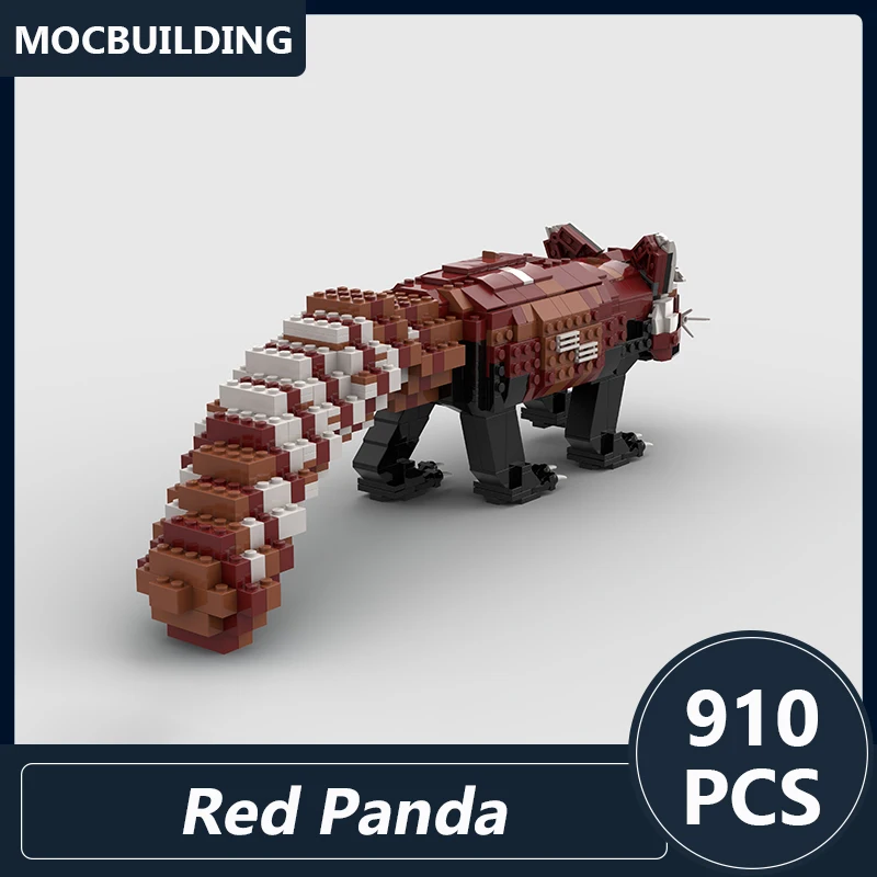 레드 팬더 모델 Moc 빌딩 블록 Diy 조립 벽돌 동물 교육 크리 에이 티브 디스플레이 컬렉션 크리스마스 장난감 선물 910PCS