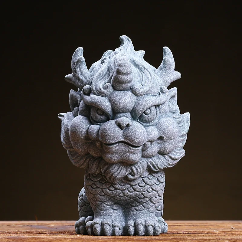 

Zen inspired Chinese style green sandstone auspicious animal qilin ornament creative home decoration