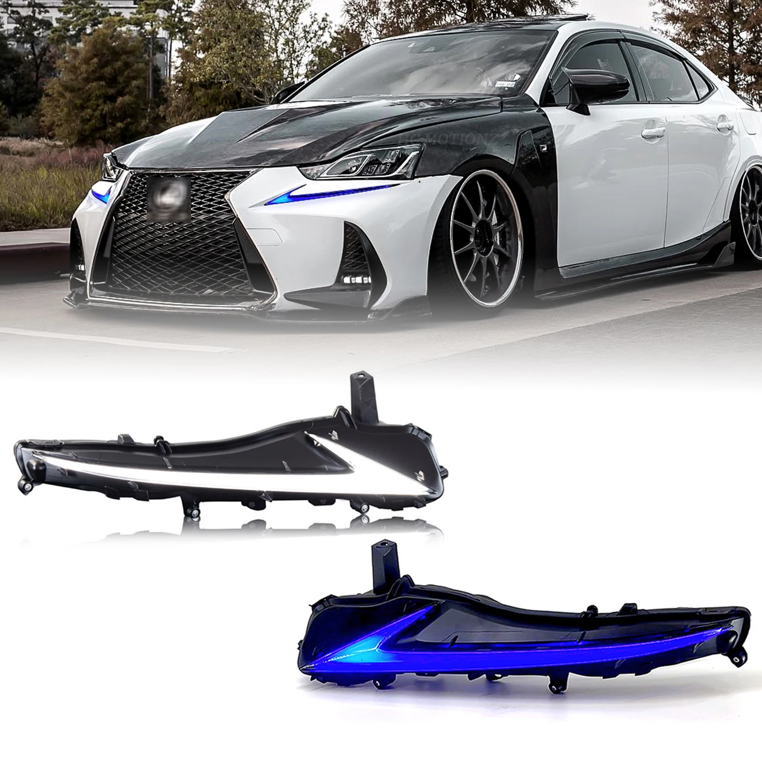 HCMOTIONZ Activate a blue welcome day running light For Lexus IS250 300h 350 f 2017-2020 DRL Front Lamp