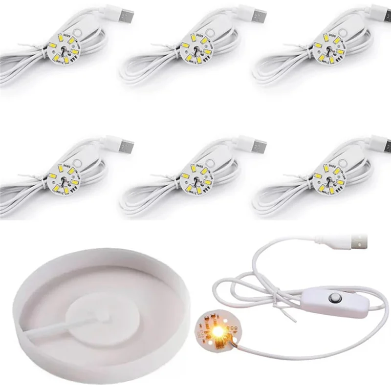 

A26F-круглые формы для ламп, смоляные формы, силиконовые формы с 6 шт., светодиодный светильник, основание дисплея для DIY, эпоксидная смола, светящаяся для цоколя лампы