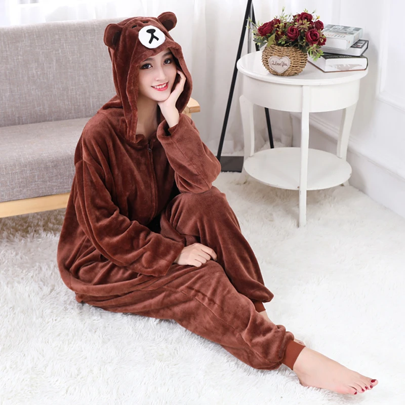 Full Body Cosplay Costume Bear Onesie Pajamas Plus Size Overall Women Kigurumi One-Piece Anime Character Men Pijama For Adults