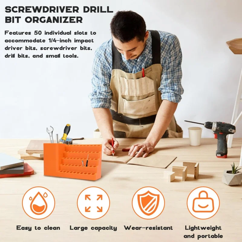 50 حفرة عرافة مفك بت صندوق تخزين 1/4 بوصة شنيور يعمل بالبطارية بت حامل المنظم صندوق أدوات دائم DIY بها بنفسك ورشة عمل
