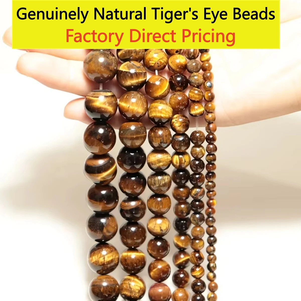 Naturstein Echte Gelbe Tigerauge Stein Perlen Runde Lose Spacer Perlen für Schmuck Machen DIY Armband Halskette Zubehör 15"