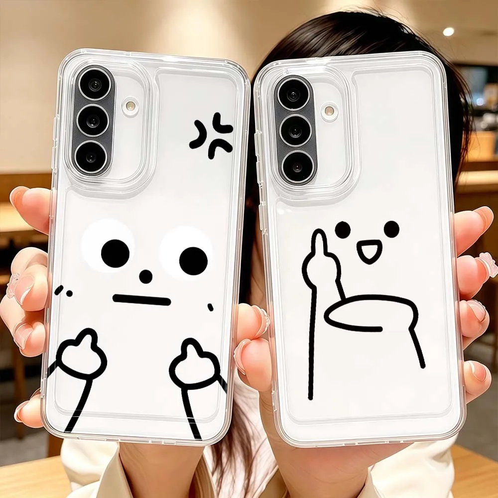 Cartoon Fun Thumbs Up Phone Case For Samsung Galaxy A71 A57 A56 A55 A54 A53 A51 A17 A16 A07 A06 A05 Transparent Cover