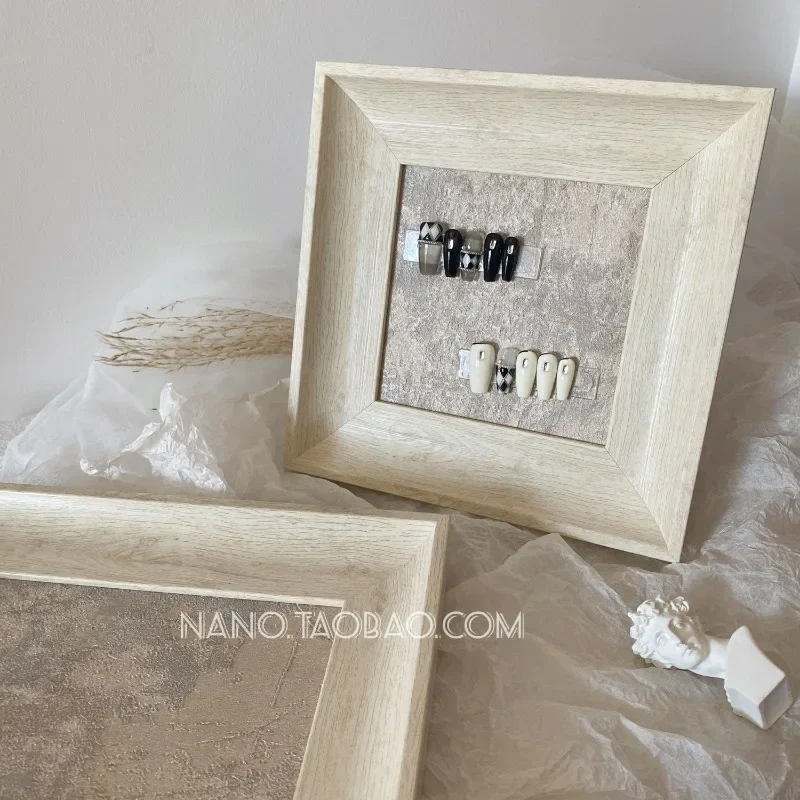 2025 new retro wood grain color photo frame manicure color card board work storage display board photo prop background