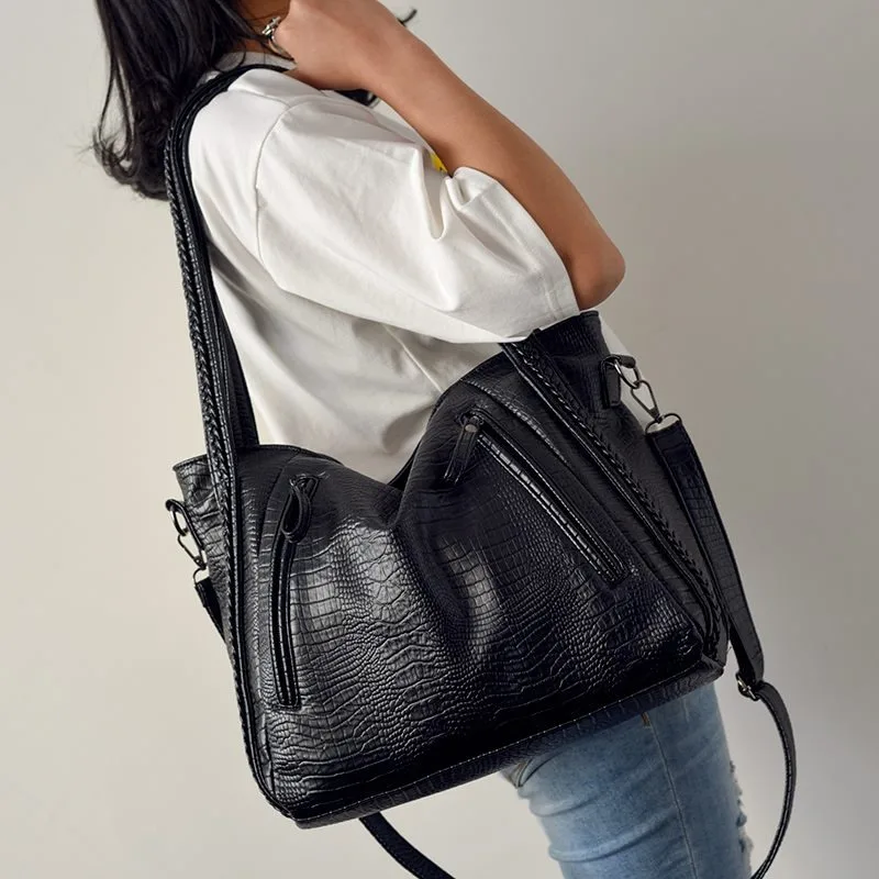 2024 New Fashion Design Crocodile Pattern One-shoulder Women Bag Large Capacity Handbag Cross-body Famale Tote Bag for Ladies