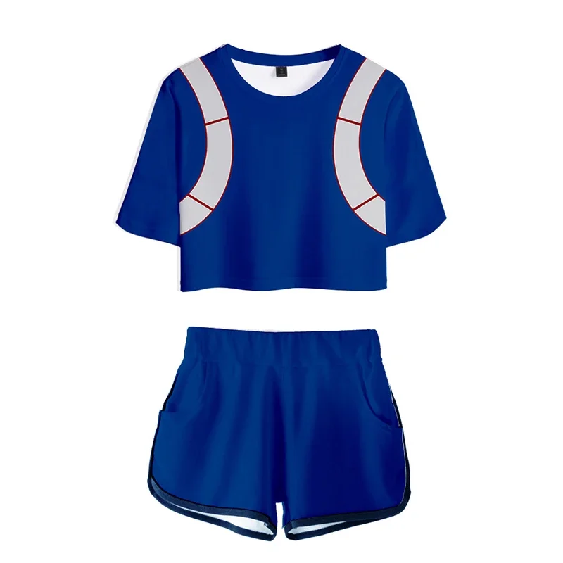 Anime My Hero Academia Cosplay Costume Women's Cheerleading Uniform Summer Short Sleeve Shorts For Girls