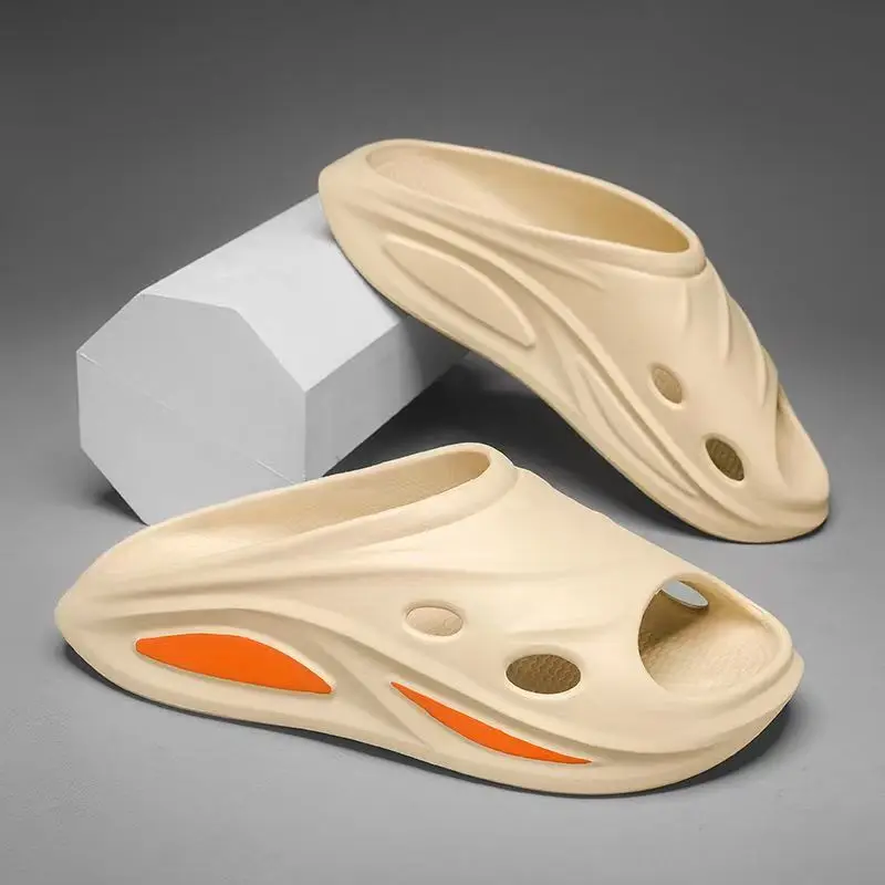 

Men's Summer New One Word Casual Sports slippers Thick Sole Non Slip Lightweight Home Bathroom Slippers Outdoor Beach Slippers