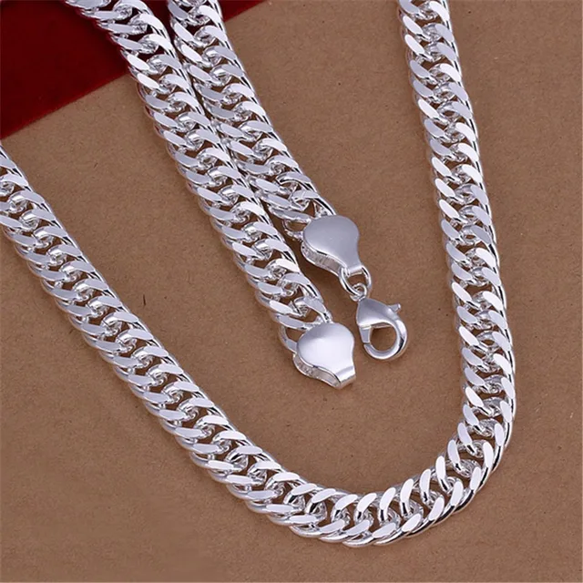 Fine 925 Sterling Silver 10MM Łańcuszek Naszyjnik Dla Mężczyzny Kobiety Solidny Ślub Szlachetna Biżuteria Modowa Charms Prezenty