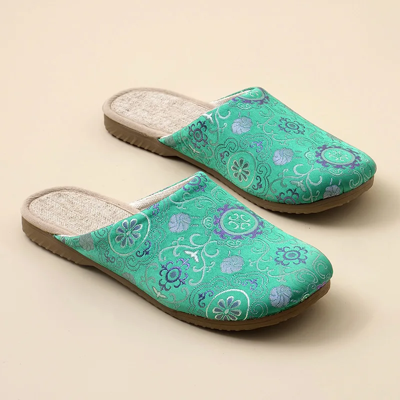 

new arrival women's print retro slippers indoor non slip comfortable home slippers fashion retro linen women's shoes ﻿