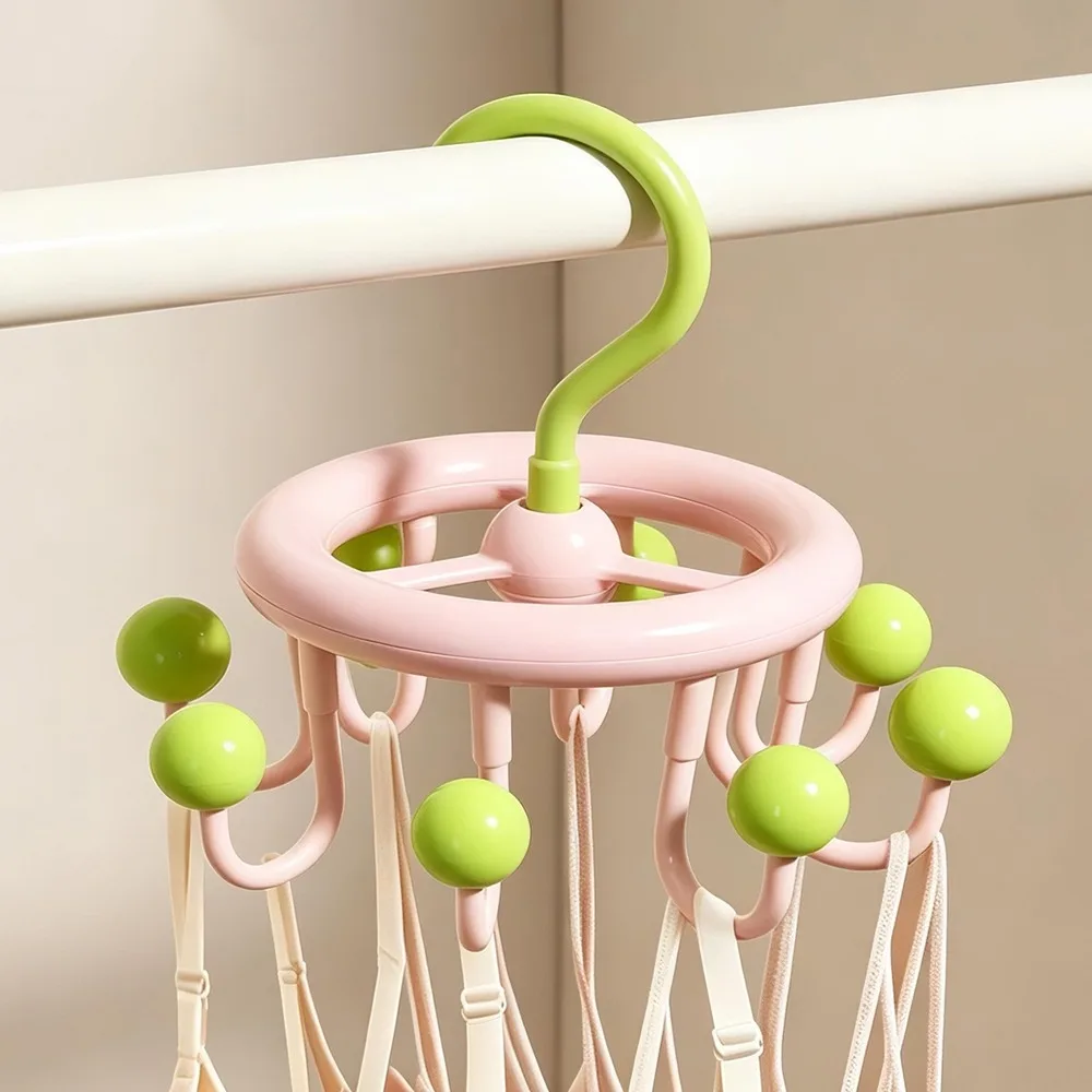 Multi-functional Plastic 8 Hooks Rotating Hook Non Slip Hanging Hat Bra Hanger Space Saving Clothes Hanger for Closet Storage