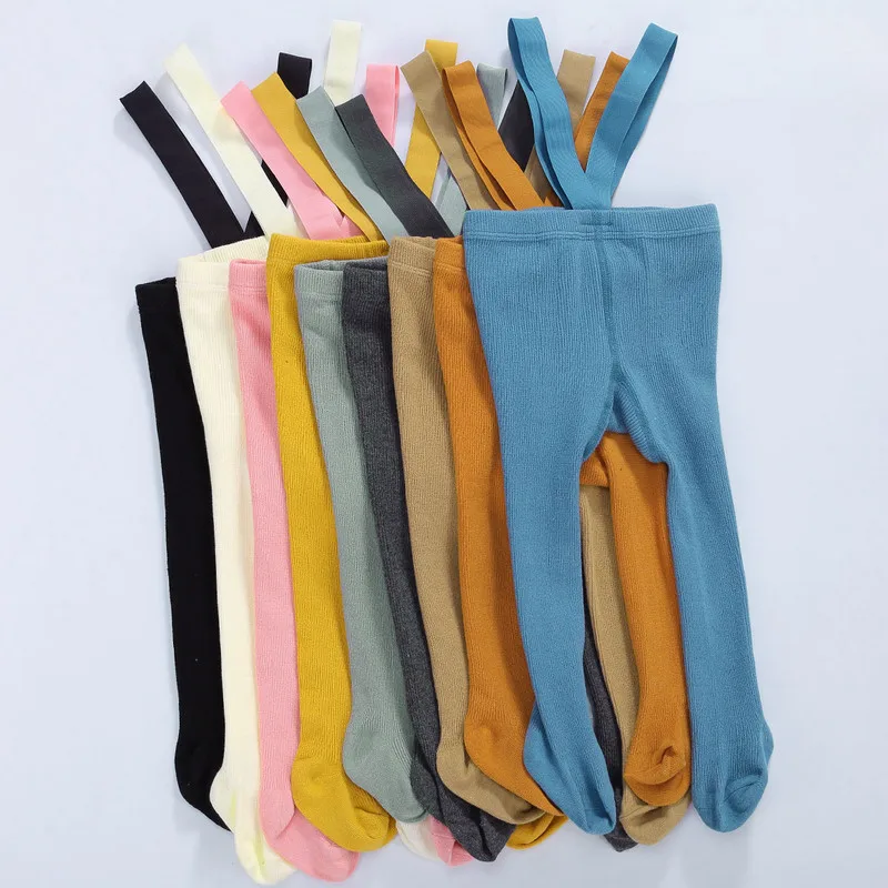 Newborn Baby Girl Boy Accessories Kids Socks Suspender Overall Pantyhose Solid High Waist Ribbed Knit Tights Infant Leggings