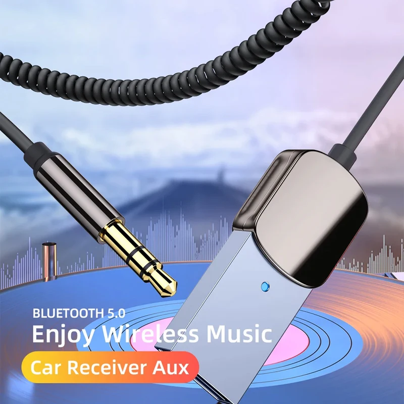 VIKEFON Car Bluetooth 5.0 Receiver Listening To Music Navigation 3.5mm High Audio Call Assistance Wireless Adapter Plug And Play