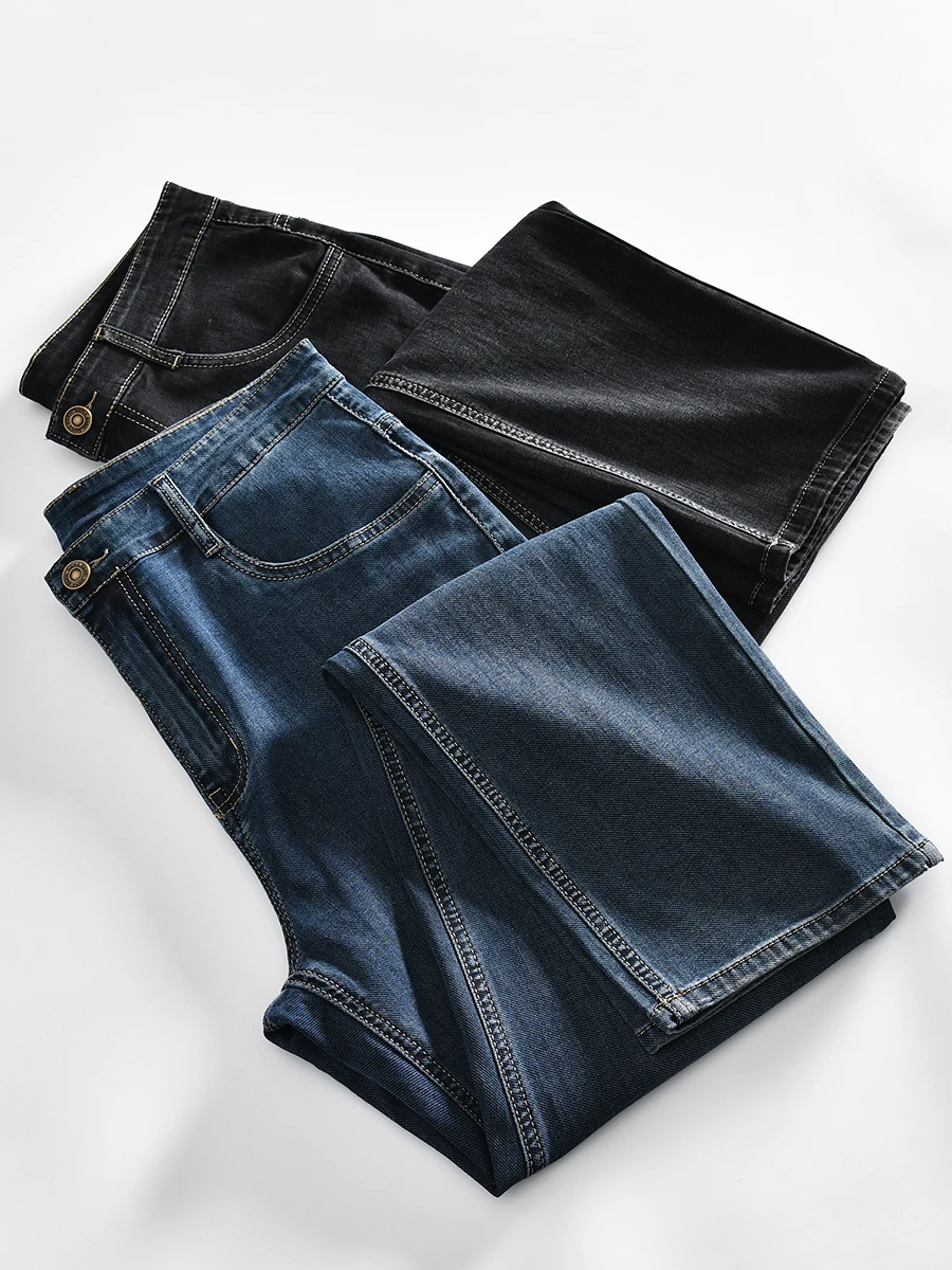 

Men's Spring Elastic Cotton Straight Leg Jeans Ultra Comfortable Moisture Wicking Fashionable Urban Style mid Waist Long Pants