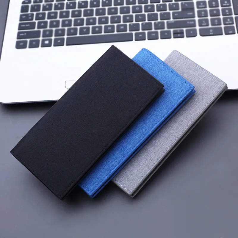 2026 New Men Long Thin Slim Casual Canvas Purse Male Credit Card Holder Brown Money Purses Solid Simplicity Wallet For Man