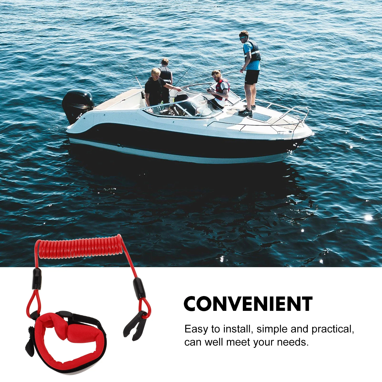 

Boat Engine Lanyard Reliable Marine Emergency Safety Cord Easy Install Quick Stop Safety Lanyard Boat Engine Cord