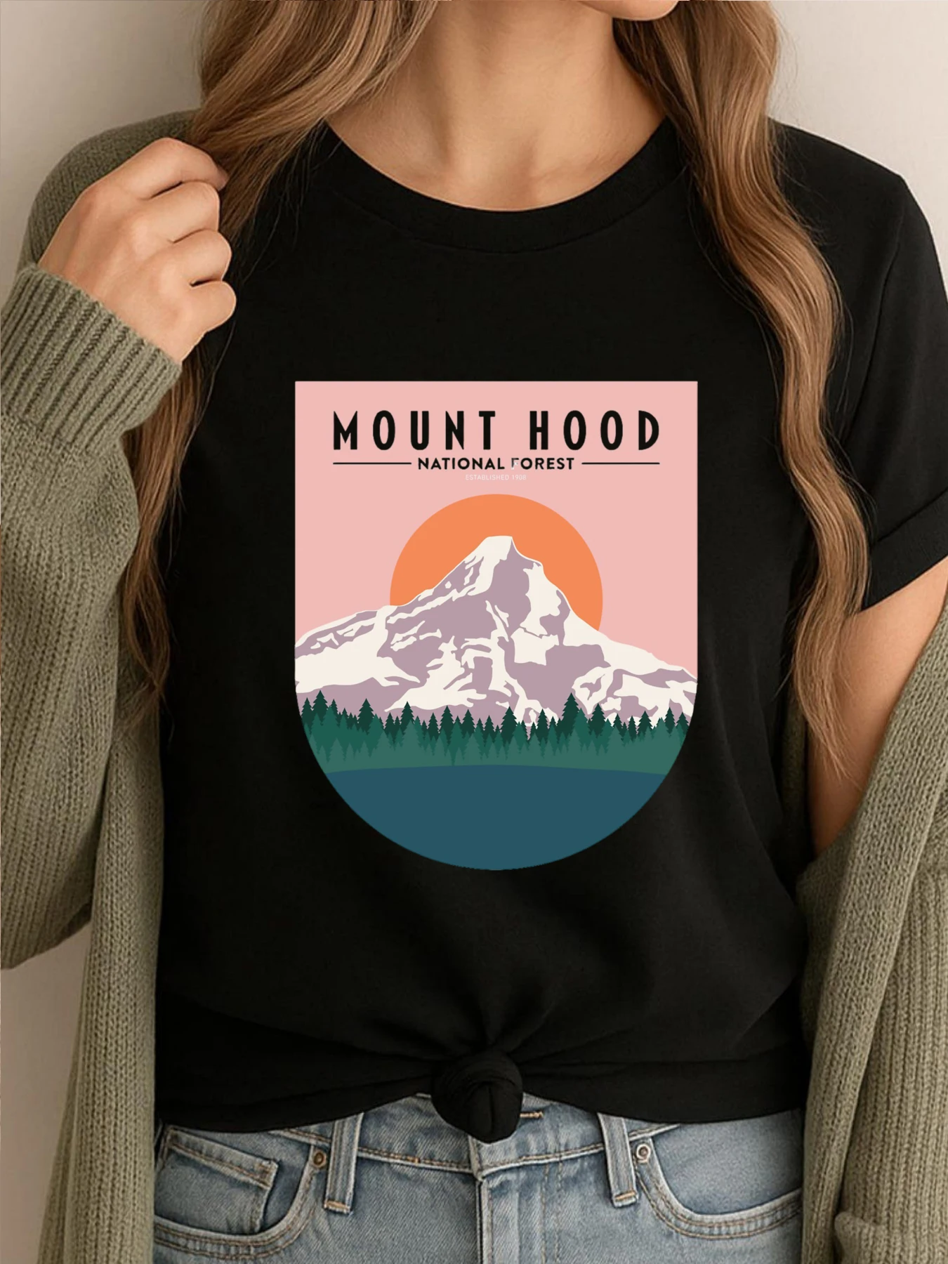 

Mount Hood Big And Tall T Shirts Men's Shirt Graphic Tees Oversized Fashion Printed Clothes Japan Style
