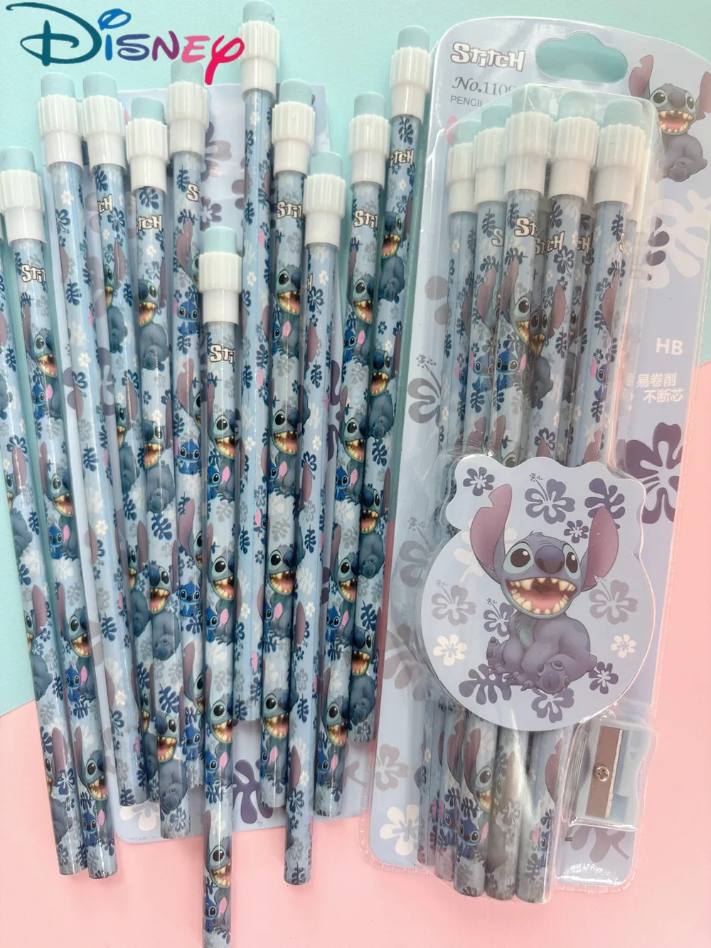 New Cartoon Disney Stitch Children Anime Pencil pencil with Rubber School Supplies Pencil Student Pencil kids Christmas Gift