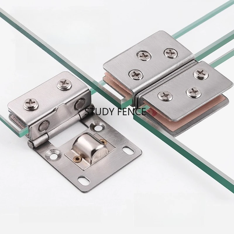 1 set of Metal Glass Door Clamp, Frameless Metal Glass Clip, Bookcase/Wine Cabinet Door Clip, Hardware Accessories, Metal Hinge