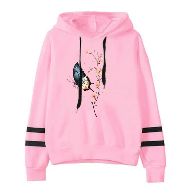 

Лидер продаж, женские толстовки с капюшоном, полосатая толстовка с цветочным принтом, спортивные топы для бега, повседневная уличная повседневная женская пуловер