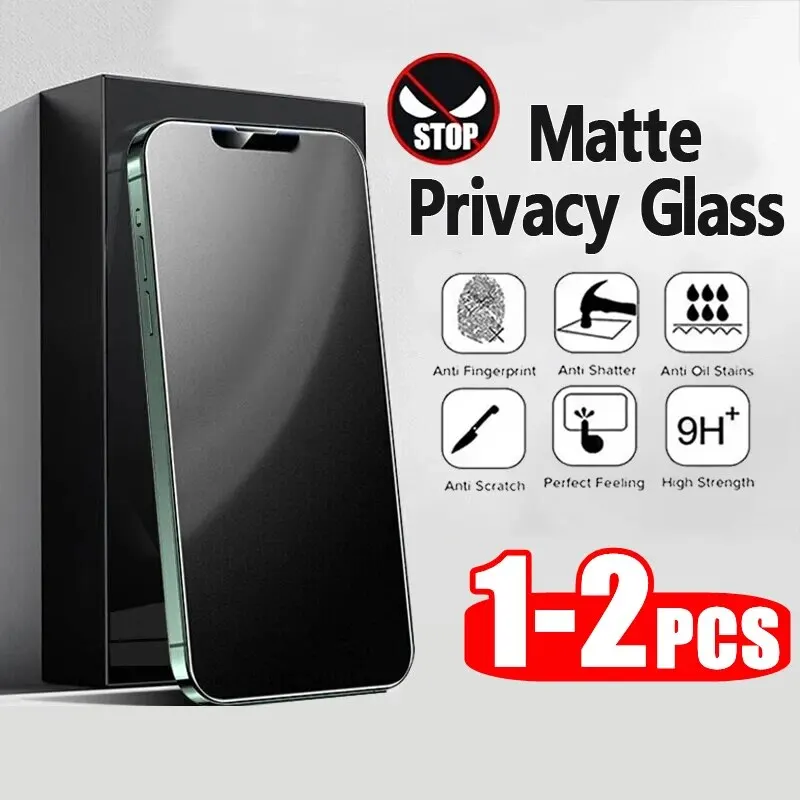 1/2Pcs Matte Privacy Anti-Peep Tempered Glass For iPhone 15 14 12 11 13 Pro Max 14 15 Plus Glass Frosted Screen Protectors Film