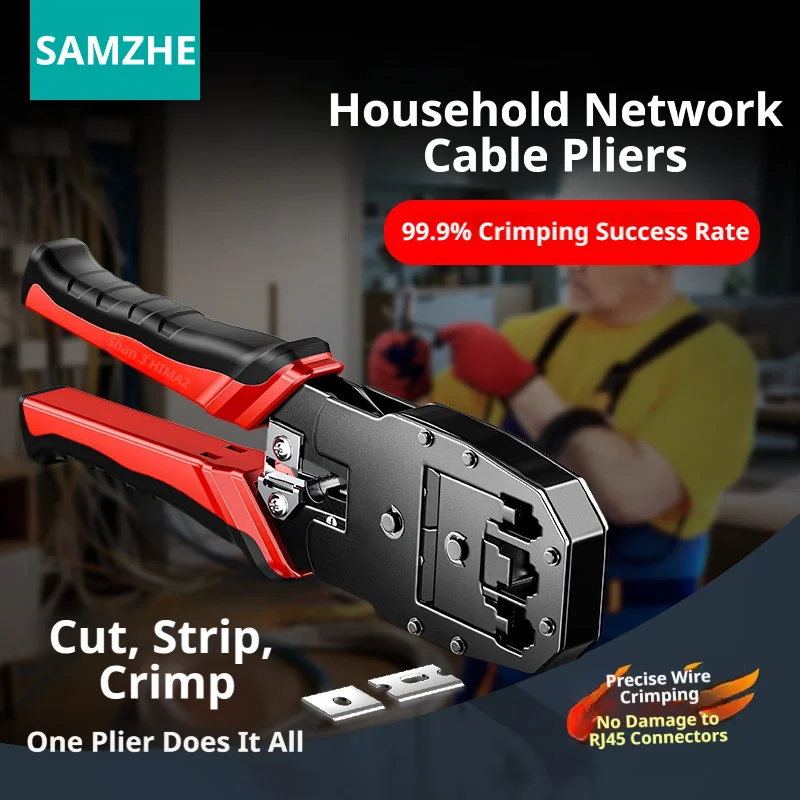 SAMZHE RJ45 Crimper Tools Crimping Pliers for CAT5e/6/7/8 8P/6P/4P Ethernet Lan Cable Network Cutter Stripper Plier Multifuntion