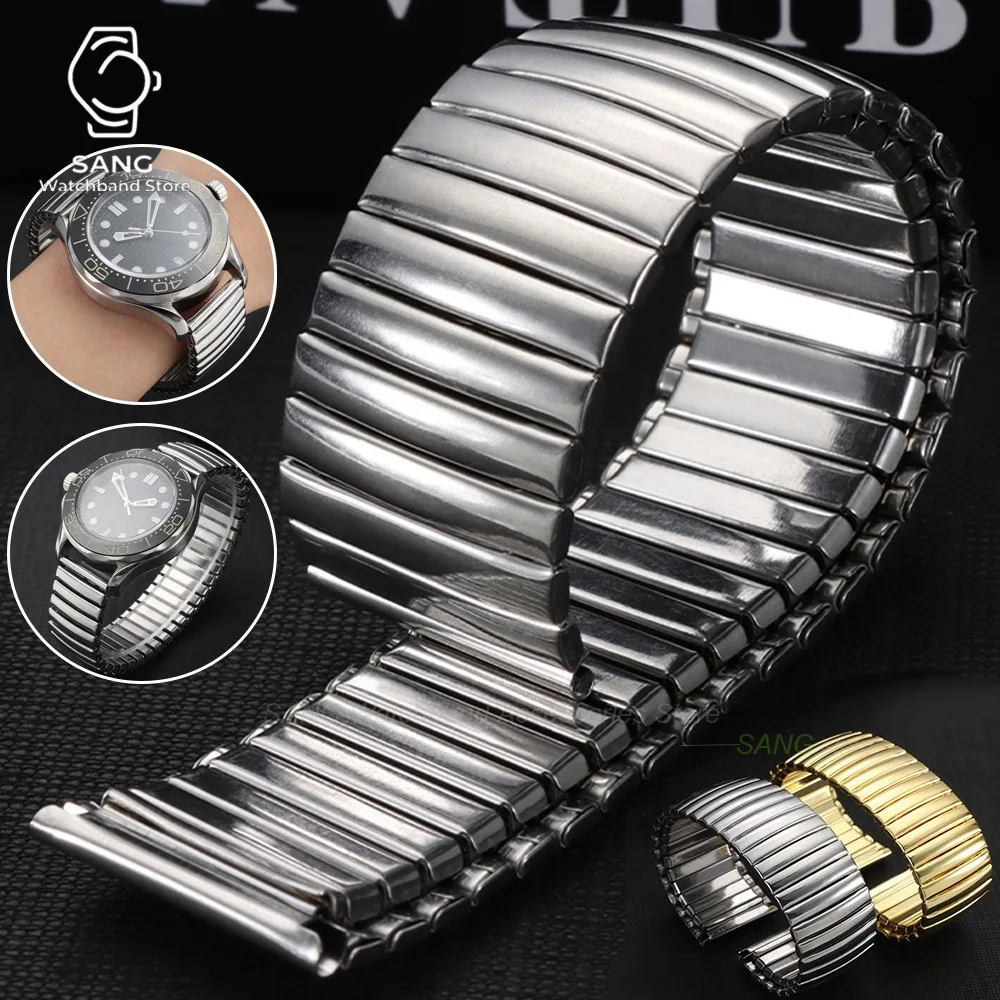 Business Elastic Replacement Straps 12mm 14mm 16mm 18mm 20mm 22mm Expansion Stainless Steel Watchbands Sport Bracelets Wristband