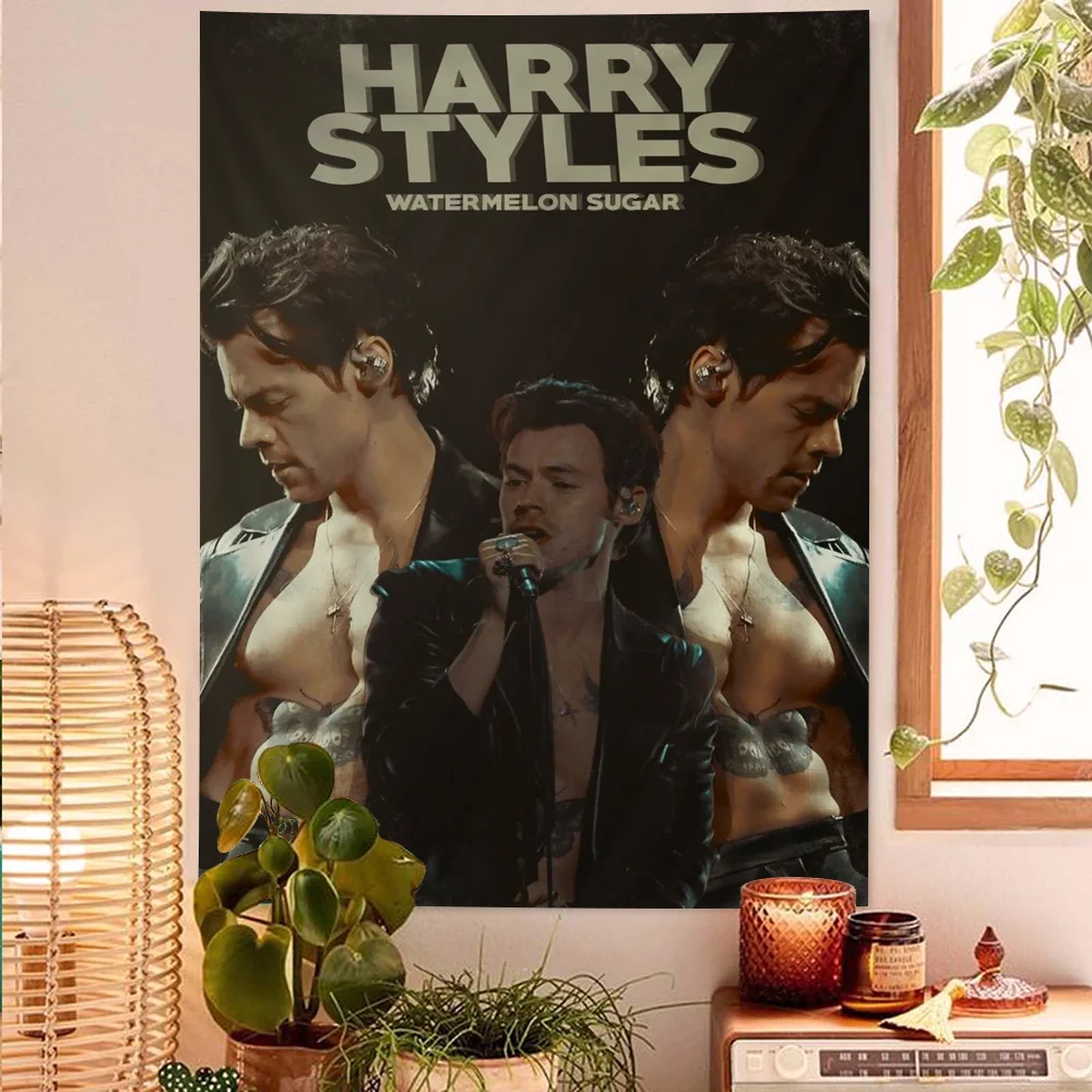 Singer H-Harry Music Styles DIY Wall Tapestry Hippie Flower Wall Carpets Dorm Decor Wall Art Decor