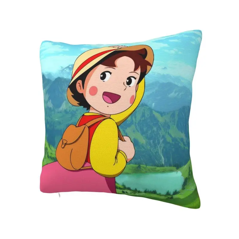 Alps Mountain Happy Girl Heidi Pillow Case Living Room Decoration Luxury Cartoon Cushion Decoration Salon Square Pillowcase