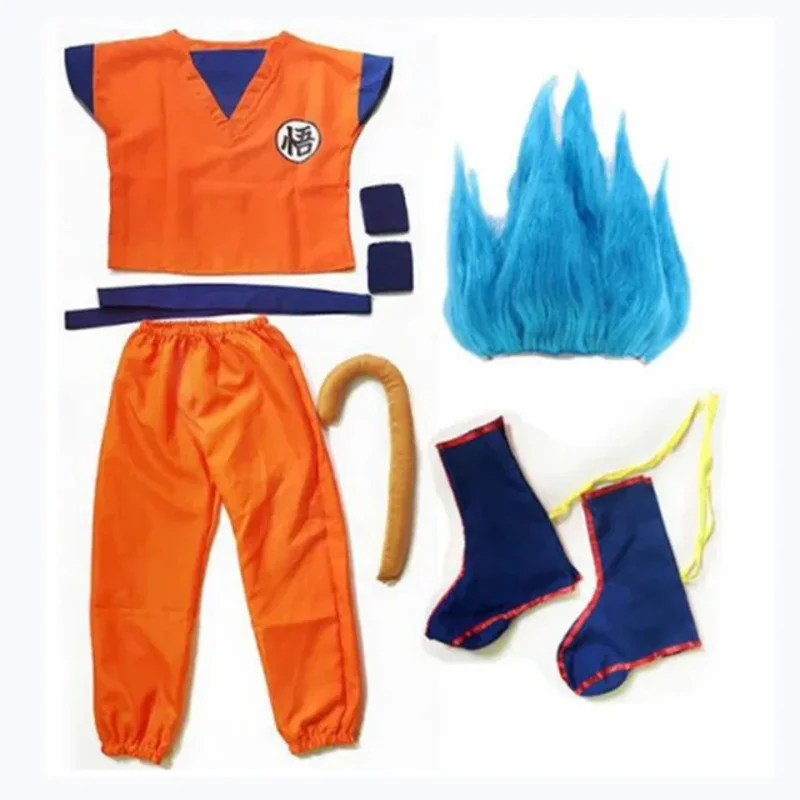 Findpitaya goku traje cosplay para menino e menina, halloween traje com peruca