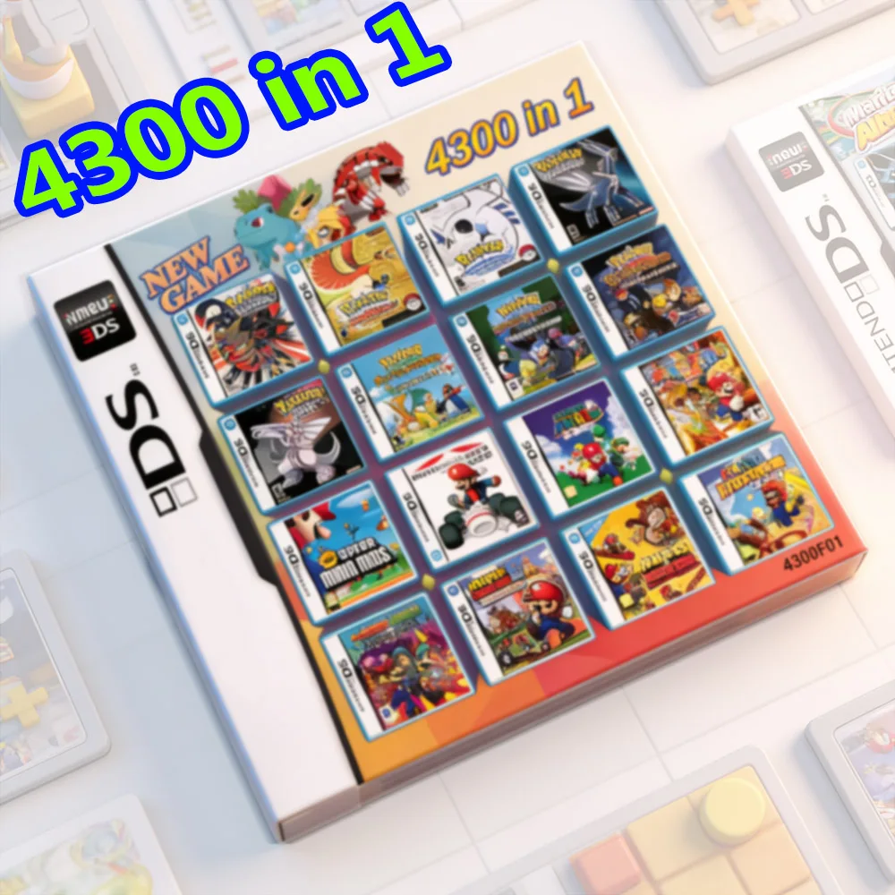 Pokemon-Themen-Multispiel-Kassette für DS/3DS/NDSL/2DS - Vorinstalliert mit Klassischen Retro-Spielen, Plug&Play Handheld-Gaming-Zubehör