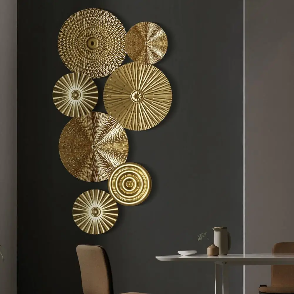 Wall Hanging Portable Disc Wall Decor Golden Wide Application  Unique Geometric Pattern Wall Decoration