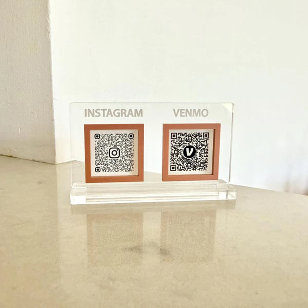 MINI Acrylic QR Code Sign Custom Social Media Display Durable Decorative Plate for Shop Studio Instagram Scan Follow Reviews