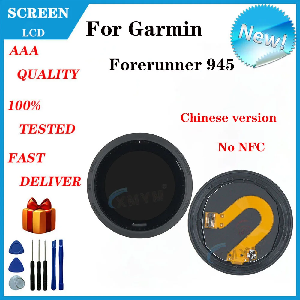 New For Garmin Forerunner 945 LCD Display, Smart Sports Watch Screen Assembly with Front Cover