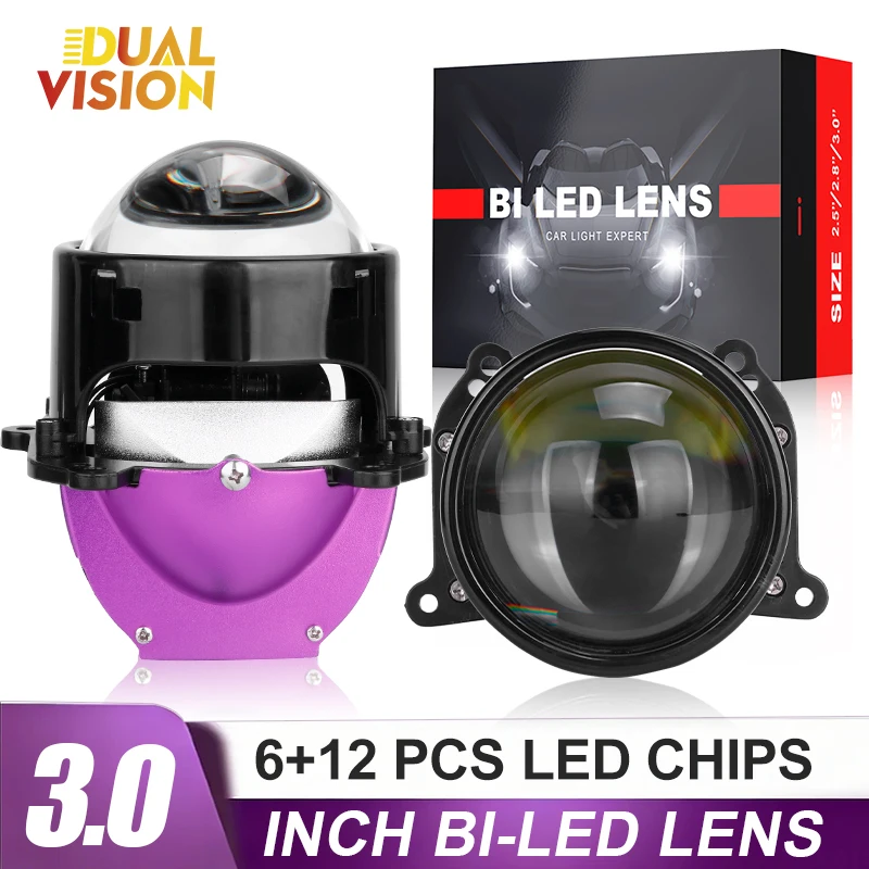

12+6pc Chips 3.0 Inch Bi Led Projector Lens Halo Lights H4 H7 9005 9006 Car Headlights Hella 3R Angel Eyes Hi/Low Beam LED LHD
