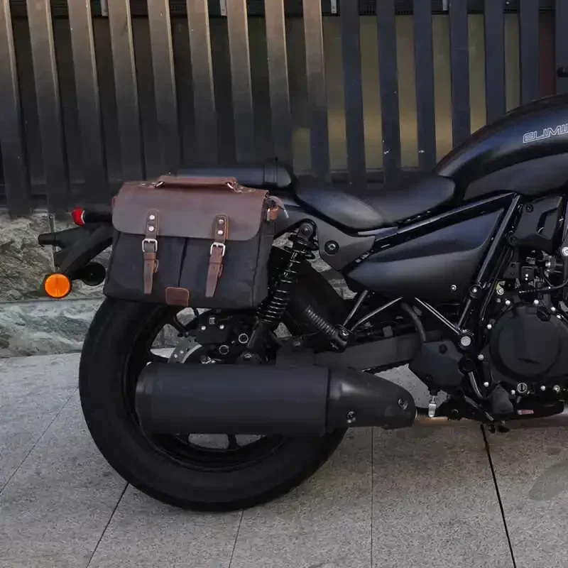 

for Applicable to Kawasaki Eliminator 500 Riding Side Bag Modification Accessories Cowhide Side Cover Storage Black Side Box Han