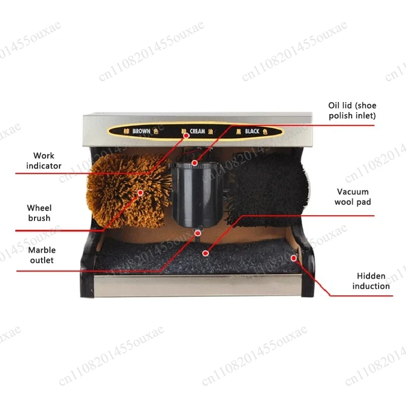 Automatic Induction Shoe Polishing Machine, Electric Rotating Brush, Portable Shoe Shiner for Home, Hotel, Office Lobby
