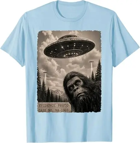 Y2K Jungenmode Lustiges Bigfoot-Grafik-T-Shirt Alien UFO Vintage Beweisfoto T-Shirt Humor UFO Sasquatch Believers Grafik-T-Shirt – Detail 19