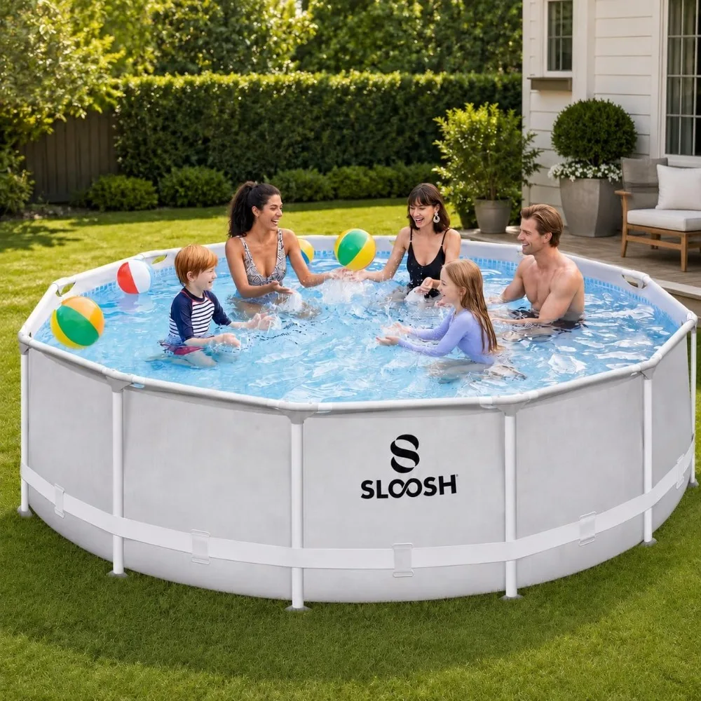 12ft x 30in Round Frame Above Ground Swimming Pool Set with Filter Pump for Outdoor Backyard Kids Adults Summer, Custom