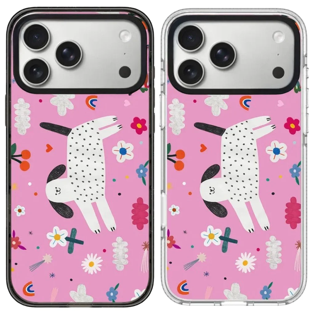 

Dots Dog Acrylic Black White Border Magnetic Case: Compatible with IPhone 17 16 15 14 13 12 Pro Max 17 Air