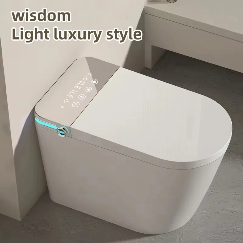 Ceramic intelligent slender P-type trap toilet wall-mounted or floor-mounted remote control gravity flushing