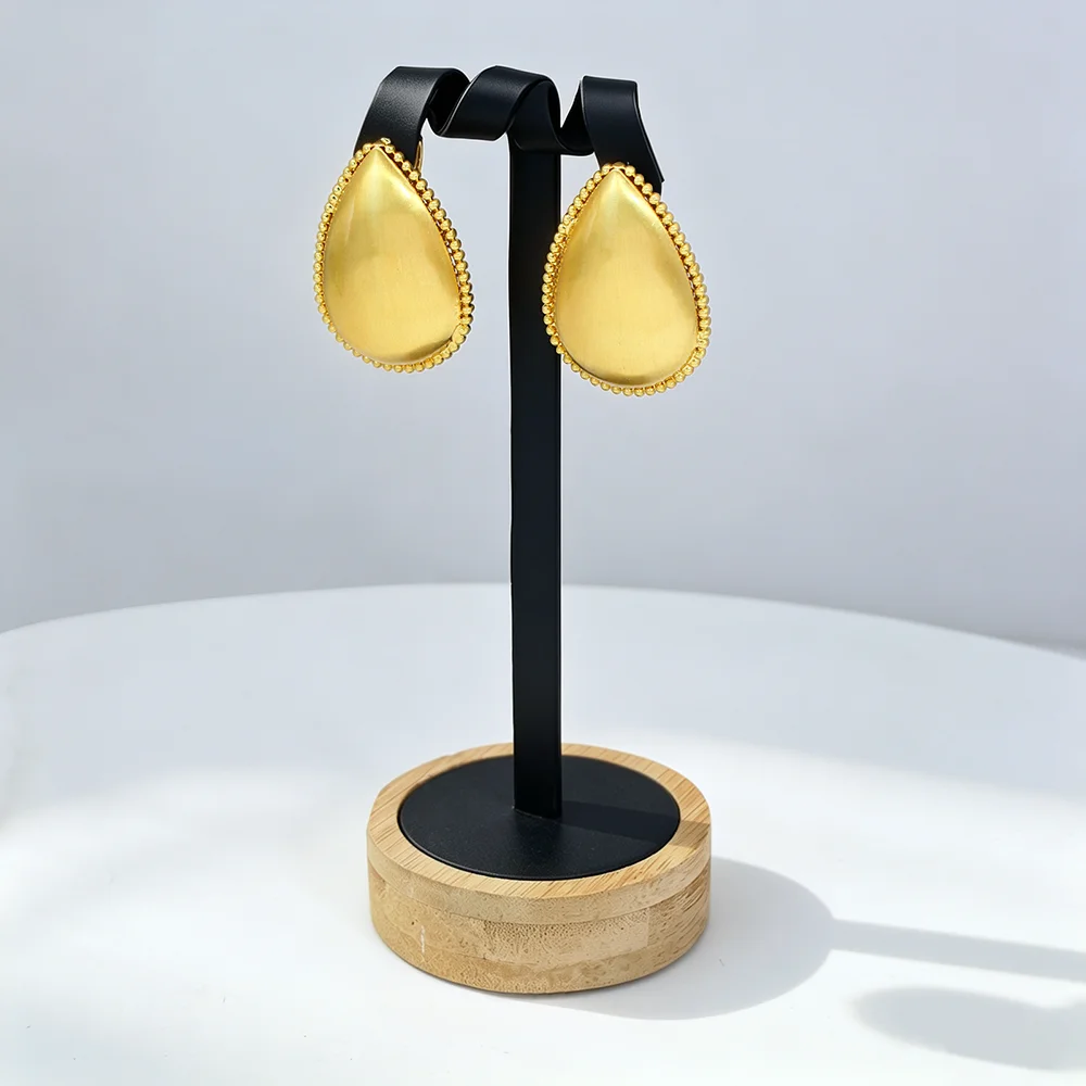 YTJX 18K vergoldete Tropfen-Ohrringe mit Perlenrand, Wassertropfen-Ohrring, afrikanischer Dubai-Ethno-Schmuck für Frauen, Partygeschenk – Detail 7