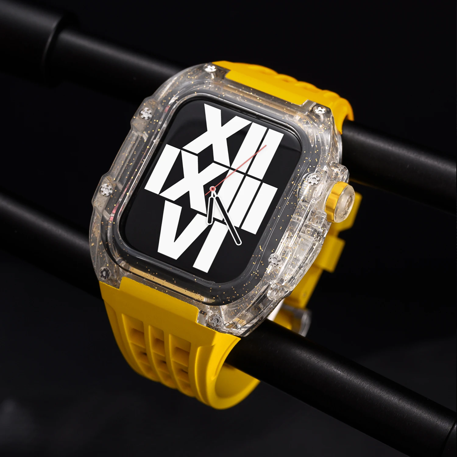 Cinturino di copertura per modifica sfumata Bling per Apple Watch 9 8 7 6 5 4 44mm 45mm Kit Mod trasparente custodia sostituzione cinturino in Silicone