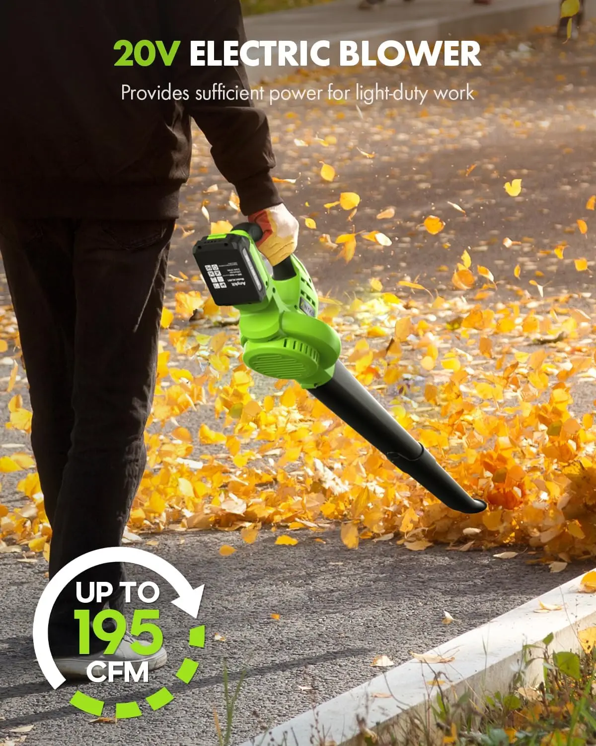 Leaf Blower Cordless with Battery and Charger - Anykit Electric Leaf Blower Battery Operated, Blower Cordless 20V 2 Speed Modes