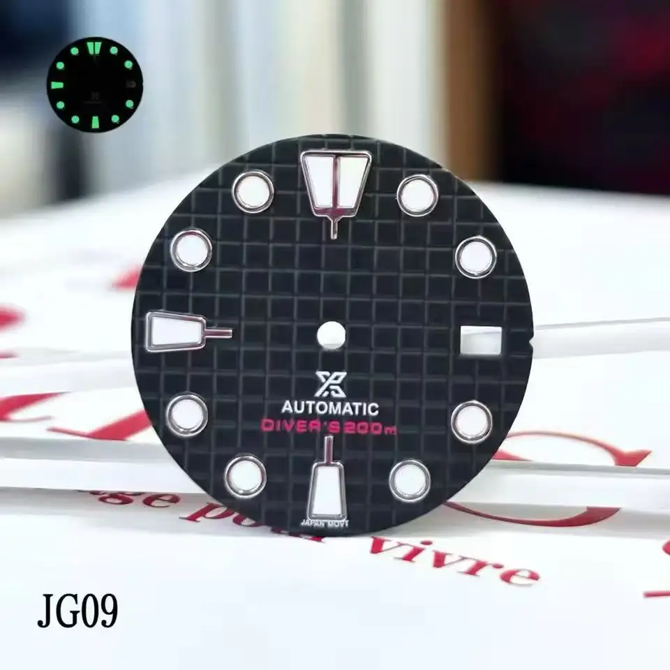 New watch accessory 28.5mm dial with green glow in the dark dual calendar that can accommodate NH36 movement