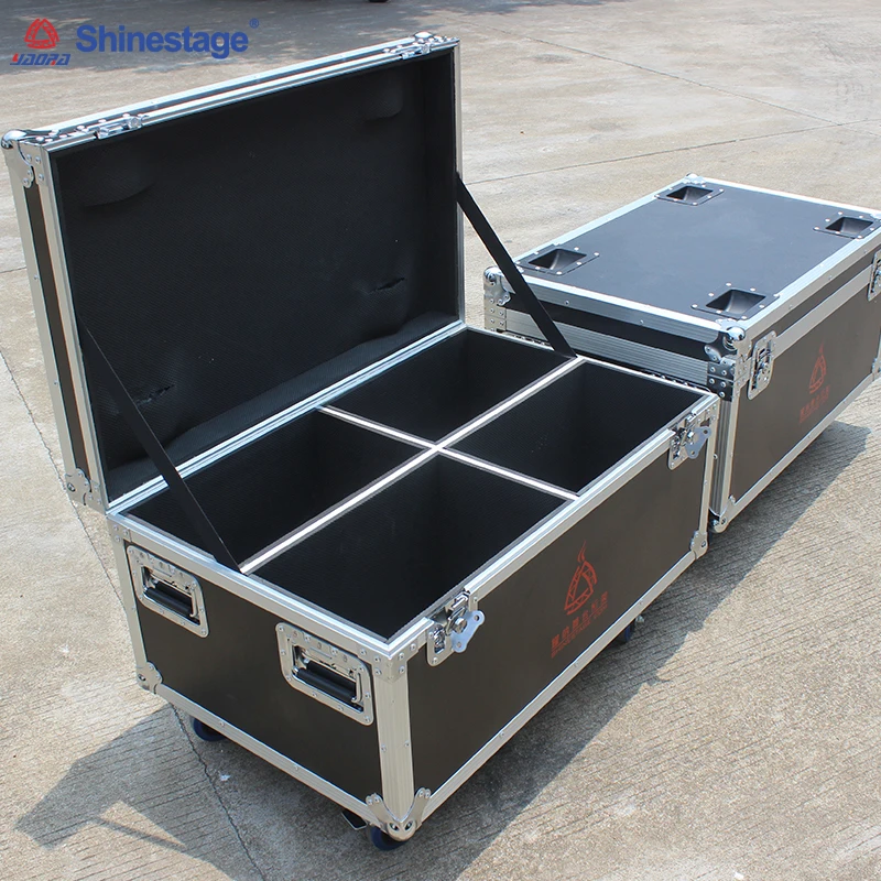 Caja de vuelo de aluminio con carro y ruedas, Hardware de Metal duradero y placa de madera de polietileno, equipo de precisión de transporte