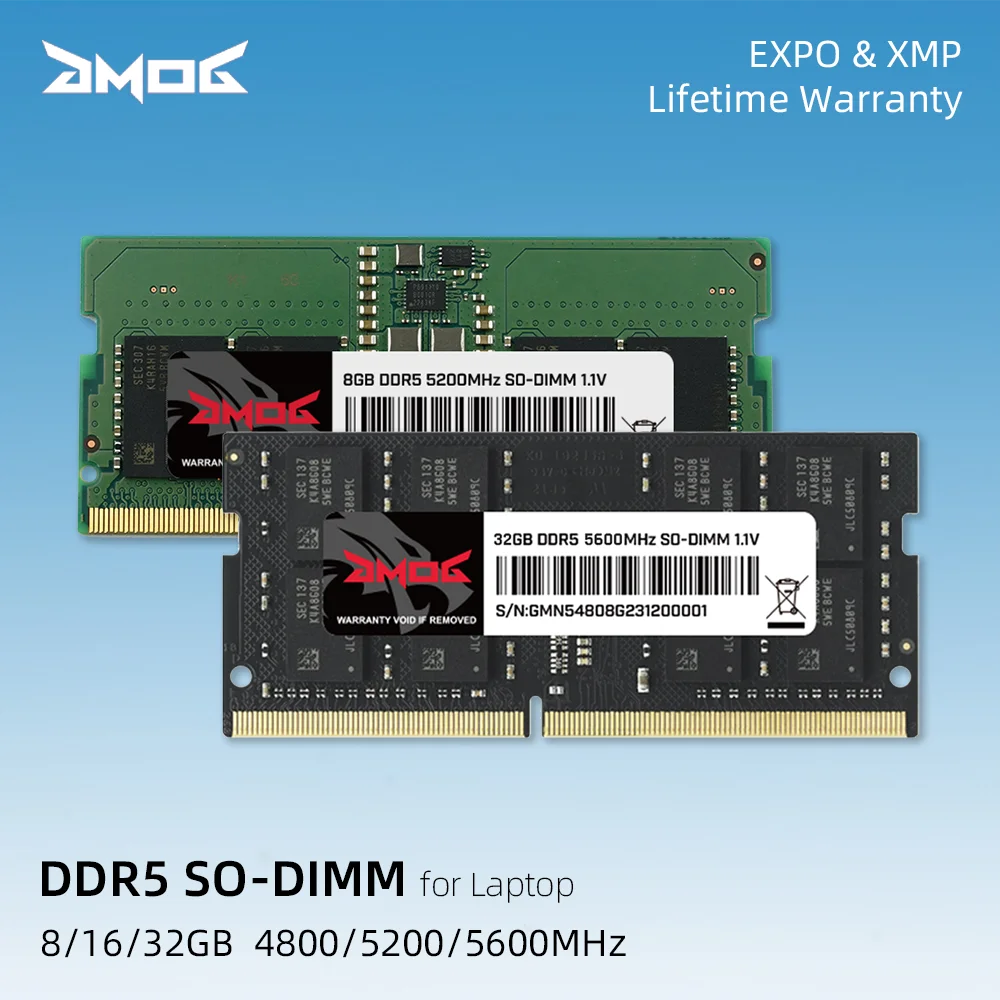 

Память GMOG ОЗУ DDR5 SO-DIMM EXPO & XMP разгон 8 ГБ 16 ГБ 32 ГБ 4800 МГц 5200 МГц 5600 МГц DDR5 ОЗУ для ноутбука, мини-ПК ОЗУ