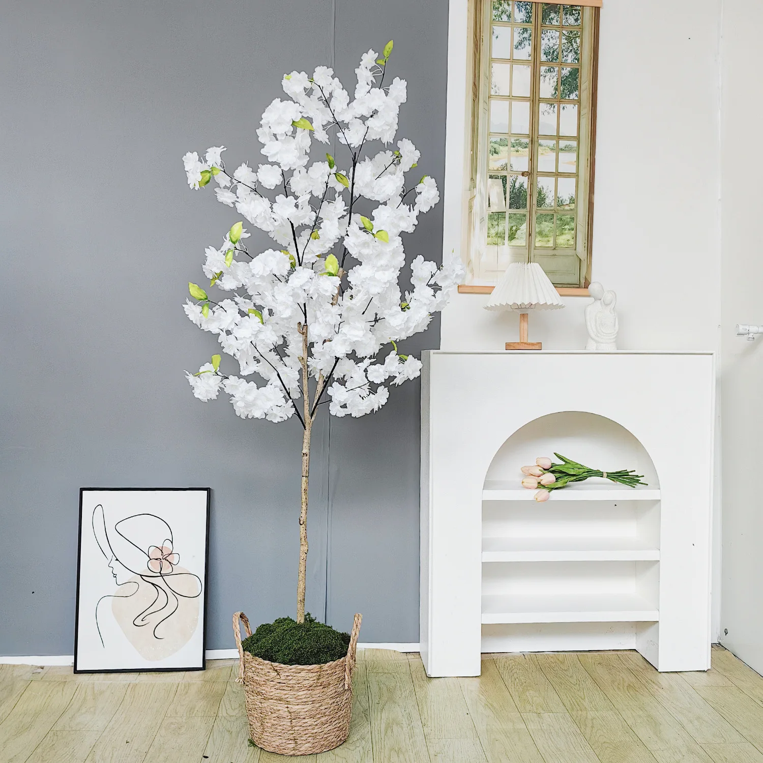 

Artificial Cherry Blossom Tree 140cm/150cm Large Artificial Plant Pot Plant for Home Hotel Garden Decoration Cherry Blossom Tree