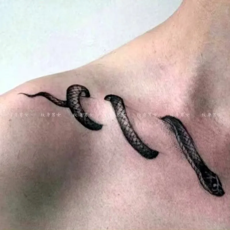 Snake Temporary Tattoo Art Clavicle Fake Tattoo Lasting Tatoo Sticker Punk Python Waterproof Stickers Tatuajes Temporales